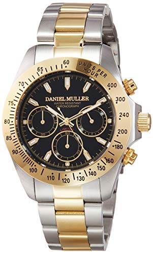 [ダニエル・ミューラー]DANIEL MULLER 腕時計 オールステンレス クロノグラフ メンズウォッチ DM-2003TGB ブラック×ゴールド